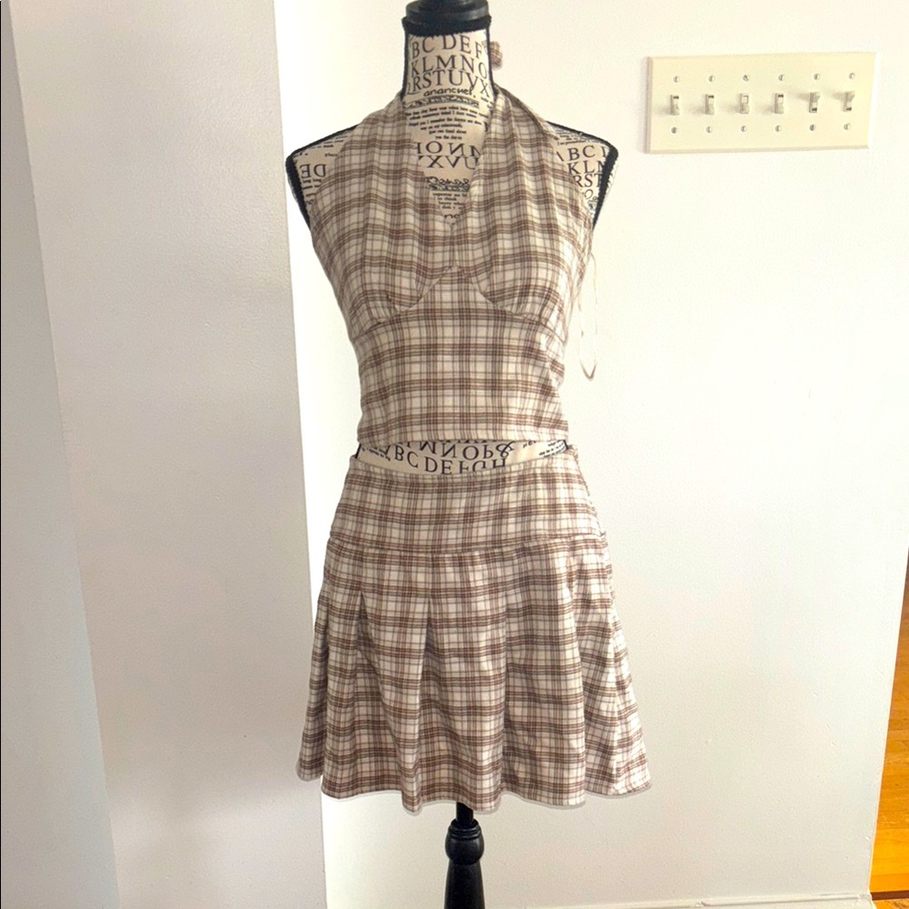 Plaid Halter Neck Dress